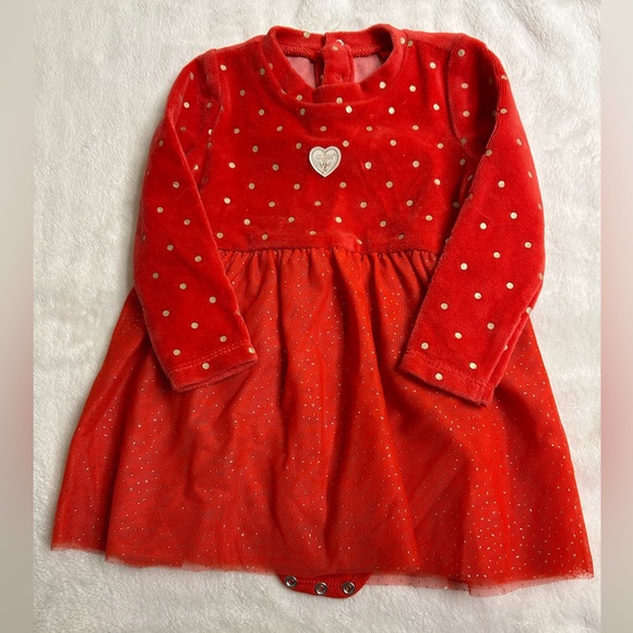 EUC. Guess - Baby girl velour and tulle dress - Red - 12 months - Picture 3 of 8